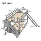 Letto a castello Whisen Wood con due letti singoli, scivolo convertibile e scaletta