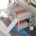 Letto a castello Whisen Wood con due letti singoli, scivolo convertibile e scaletta
