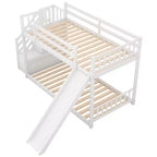 Letto a castello Whisen Wood con due letti singoli, scivolo convertibile e scaletta