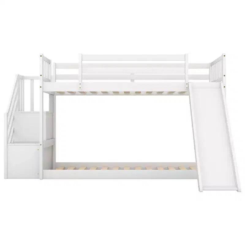 Letto a castello Whisen Wood con due letti singoli, scivolo convertibile e scaletta