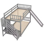 Letto a castello Whisen Wood con due letti singoli, scivolo convertibile e scaletta