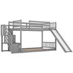 Letto a castello Whisen Wood con due letti singoli, scivolo convertibile e scaletta