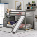 Whisen Wood Twin over Twin Bunk Bed with Convertible Slide and Stairway