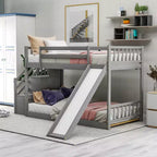 Whisen Wood Twin over Twin Bunk Bed with Convertible Slide and Stairway
