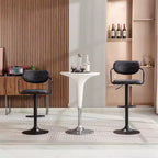 Sgabelli da bar VECELO Set da 2, Sgabelli da bar regolabili in altezza con schienale e braccioli, Sedie da bar girevoli, Sgabelli da cucina in pelle PU, Nero/Bianco