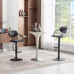 Sgabelli da bar VECELO Set da 2, Sgabelli da bar regolabili in altezza con schienale e braccioli, Sedie da bar girevoli, Sgabelli da cucina in pelle PU, Nero/Bianco