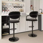 Sgabelli da bar VECELO Set da 2, Sgabelli da bar regolabili in altezza con schienale e braccioli, Sedie da bar girevoli, Sgabelli da cucina in pelle PU, Nero/Bianco