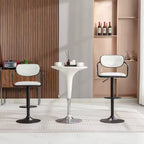 Sgabelli da bar VECELO Set da 2, Sgabelli da bar regolabili in altezza con schienale e braccioli, Sedie da bar girevoli, Sgabelli da cucina in pelle PU, Nero/Bianco