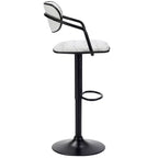 Sgabelli da bar VECELO Set da 2, Sgabelli da bar regolabili in altezza con schienale e braccioli, Sedie da bar girevoli, Sgabelli da cucina in pelle PU, Nero/Bianco