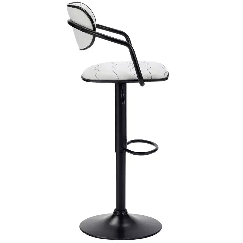 Sgabelli da bar VECELO Set da 2, Sgabelli da bar regolabili in altezza con schienale e braccioli, Sedie da bar girevoli, Sgabelli da cucina in pelle PU, Nero/Bianco