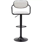Sgabelli da bar VECELO Set da 2, Sgabelli da bar regolabili in altezza con schienale e braccioli, Sedie da bar girevoli, Sgabelli da cucina in pelle PU, Nero/Bianco