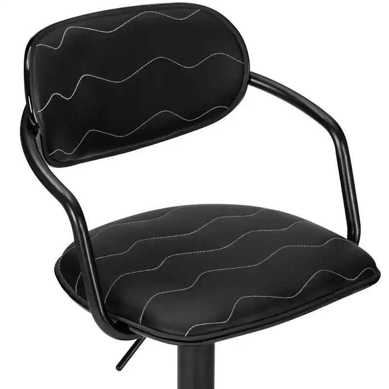 Sgabelli da bar VECELO Set da 2, Sgabelli da bar regolabili in altezza con schienale e braccioli, Sedie da bar girevoli, Sgabelli da cucina in pelle PU, Nero/Bianco