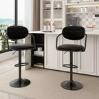 VECELO Bar Stools Set of 2, Adjustable Counter Height Bar Stools with Back and Arm, Swivel Bar Chairs, PU Leather Kitchen Island Stools, Black/White