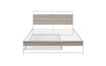 Queen Size Metal Bed Frame with Trundle, Built-in USB Ports, and Slat Support