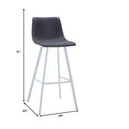 LeisureMod Elland 41 Sgabello da Bar Imbottito in Pelle con Gambe in Ferro - Sgabello Moderno Bianco Base e Poggiapiedi Altezza Bancone per Cucina e Bar, Set di 2