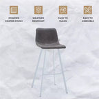 LeisureMod Elland 41 Sgabello da Bar Imbottito in Pelle con Gambe in Ferro - Sgabello Moderno Bianco Base e Poggiapiedi Altezza Bancone per Cucina e Bar, Set di 2