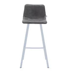 LeisureMod Elland 41 Sgabello da Bar Imbottito in Pelle con Gambe in Ferro - Sgabello Moderno Bianco Base e Poggiapiedi Altezza Bancone per Cucina e Bar, Set di 2