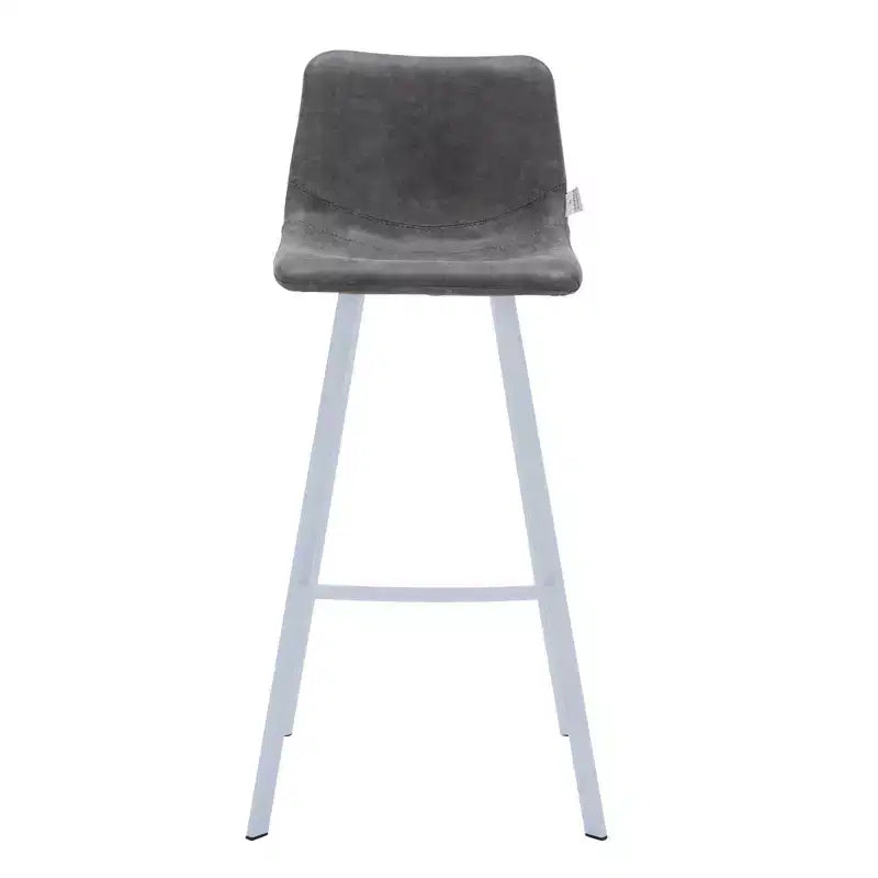 LeisureMod Elland 41 Sgabello da Bar Imbottito in Pelle con Gambe in Ferro - Sgabello Moderno Bianco Base e Poggiapiedi Altezza Bancone per Cucina e Bar, Set di 2