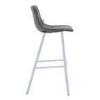 LeisureMod Elland 41 Sgabello da Bar Imbottito in Pelle con Gambe in Ferro - Sgabello Moderno Bianco Base e Poggiapiedi Altezza Bancone per Cucina e Bar, Set di 2