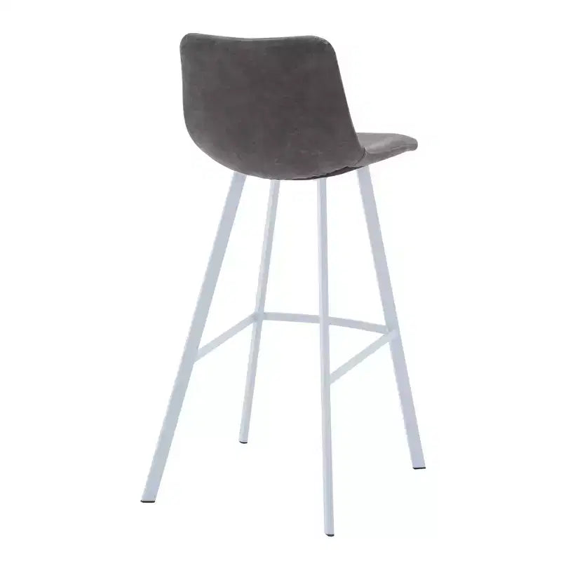 LeisureMod Elland 41 Sgabello da Bar Imbottito in Pelle con Gambe in Ferro - Sgabello Moderno Bianco Base e Poggiapiedi Altezza Bancone per Cucina e Bar, Set di 2