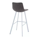 LeisureMod Elland 41 Sgabello da Bar Imbottito in Pelle con Gambe in Ferro - Sgabello Moderno Bianco Base e Poggiapiedi Altezza Bancone per Cucina e Bar, Set di 2