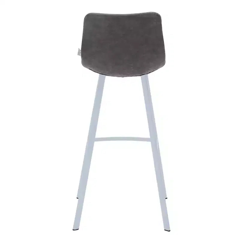 LeisureMod Elland 41 Sgabello da Bar Imbottito in Pelle con Gambe in Ferro - Sgabello Moderno Bianco Base e Poggiapiedi Altezza Bancone per Cucina e Bar, Set di 2