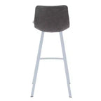 LeisureMod Elland 41 Sgabello da Bar Imbottito in Pelle con Gambe in Ferro - Sgabello Moderno Bianco Base e Poggiapiedi Altezza Bancone per Cucina e Bar, Set di 2