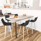 LeisureMod Elland 41 Sgabello da Bar Imbottito in Pelle con Gambe in Ferro - Sgabello Moderno Bianco Base e Poggiapiedi Altezza Bancone per Cucina e Bar, Set di 2