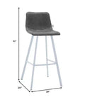 LeisureMod Elland 41 Sgabello da Bar Imbottito in Pelle con Gambe in Ferro - Sgabello Moderno Bianco Base e Poggiapiedi Altezza Bancone per Cucina e Bar, Set di 2