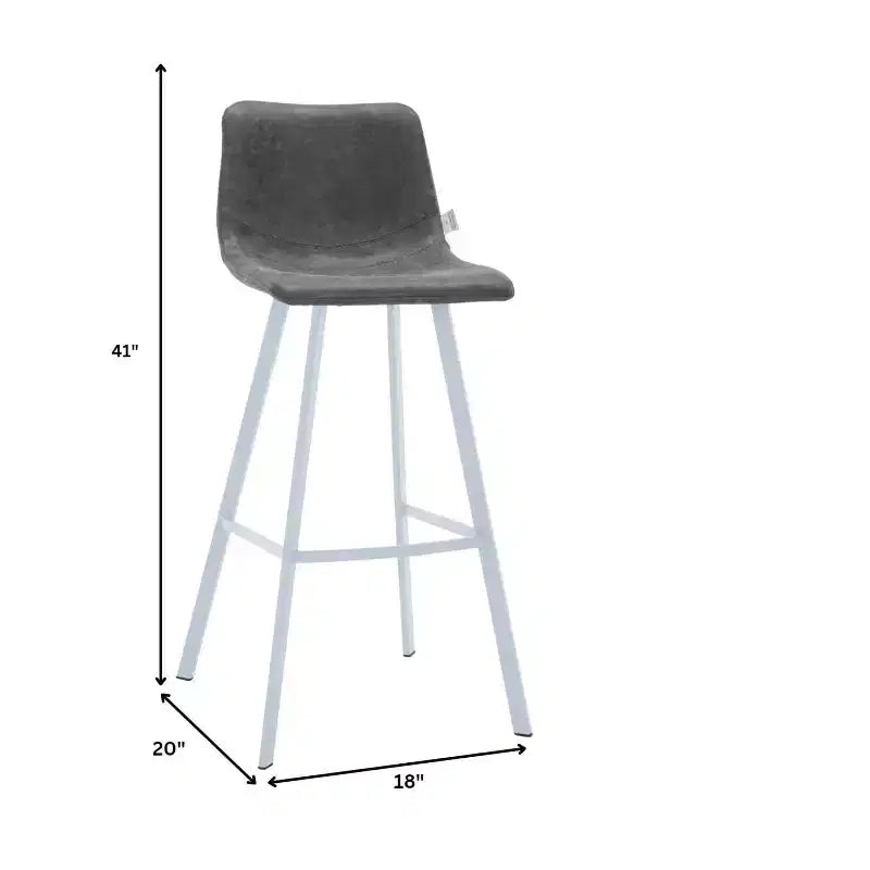 LeisureMod Elland 41 Sgabello da Bar Imbottito in Pelle con Gambe in Ferro - Sgabello Moderno Bianco Base e Poggiapiedi Altezza Bancone per Cucina e Bar, Set di 2