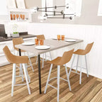 LeisureMod Elland 41 Sgabello da Bar Imbottito in Pelle con Gambe in Ferro - Sgabello Moderno Bianco Base e Poggiapiedi Altezza Bancone per Cucina e Bar, Set di 2