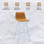 LeisureMod Elland 41 Sgabello da Bar Imbottito in Pelle con Gambe in Ferro - Sgabello Moderno Bianco Base e Poggiapiedi Altezza Bancone per Cucina e Bar, Set di 2