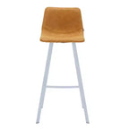 LeisureMod Elland 41 Sgabello da Bar Imbottito in Pelle con Gambe in Ferro - Sgabello Moderno Bianco Base e Poggiapiedi Altezza Bancone per Cucina e Bar, Set di 2
