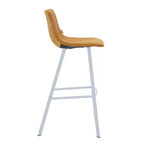 LeisureMod Elland 41 Sgabello da Bar Imbottito in Pelle con Gambe in Ferro - Sgabello Moderno Bianco Base e Poggiapiedi Altezza Bancone per Cucina e Bar, Set di 2