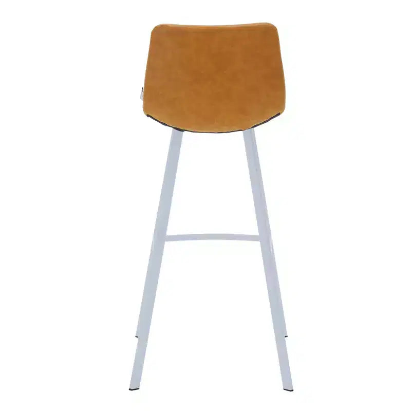 LeisureMod Elland 41 Sgabello da Bar Imbottito in Pelle con Gambe in Ferro - Sgabello Moderno Bianco Base e Poggiapiedi Altezza Bancone per Cucina e Bar, Set di 2