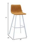 LeisureMod Elland 41 Sgabello da Bar Imbottito in Pelle con Gambe in Ferro - Sgabello Moderno Bianco Base e Poggiapiedi Altezza Bancone per Cucina e Bar, Set di 2