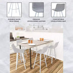 LeisureMod Elland 41 Sgabello da Bar Imbottito in Pelle con Gambe in Ferro - Sgabello Moderno Bianco Base e Poggiapiedi Altezza Bancone per Cucina e Bar, Set di 2