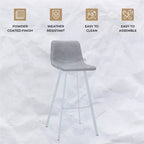 LeisureMod Elland 41 Sgabello da Bar Imbottito in Pelle con Gambe in Ferro - Sgabello Moderno Bianco Base e Poggiapiedi Altezza Bancone per Cucina e Bar, Set di 2