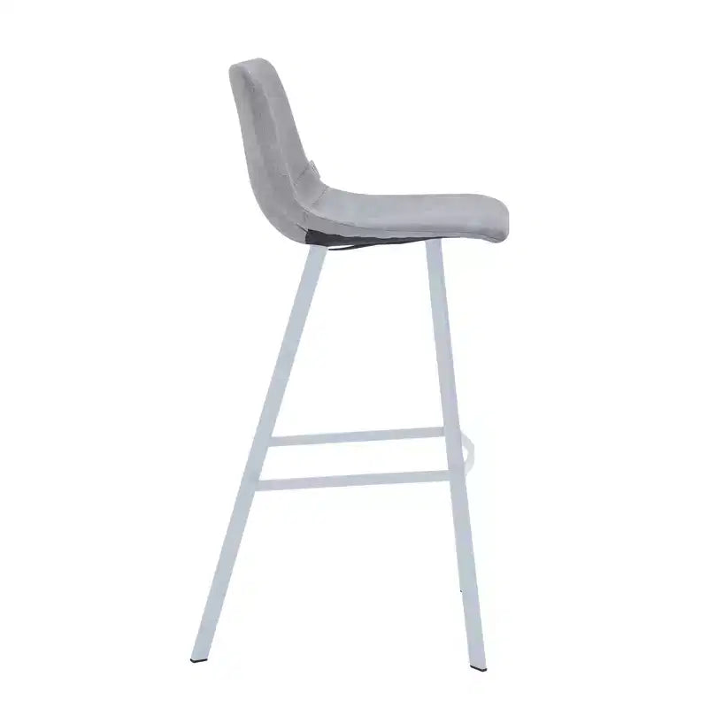 LeisureMod Elland 41 Sgabello da Bar Imbottito in Pelle con Gambe in Ferro - Sgabello Moderno Bianco Base e Poggiapiedi Altezza Bancone per Cucina e Bar, Set di 2