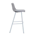LeisureMod Elland 41 Sgabello da Bar Imbottito in Pelle con Gambe in Ferro - Sgabello Moderno Bianco Base e Poggiapiedi Altezza Bancone per Cucina e Bar, Set di 2