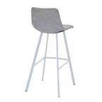 LeisureMod Elland 41 Sgabello da Bar Imbottito in Pelle con Gambe in Ferro - Sgabello Moderno Bianco Base e Poggiapiedi Altezza Bancone per Cucina e Bar, Set di 2