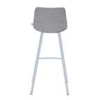 LeisureMod Elland 41 Sgabello da Bar Imbottito in Pelle con Gambe in Ferro - Sgabello Moderno Bianco Base e Poggiapiedi Altezza Bancone per Cucina e Bar, Set di 2