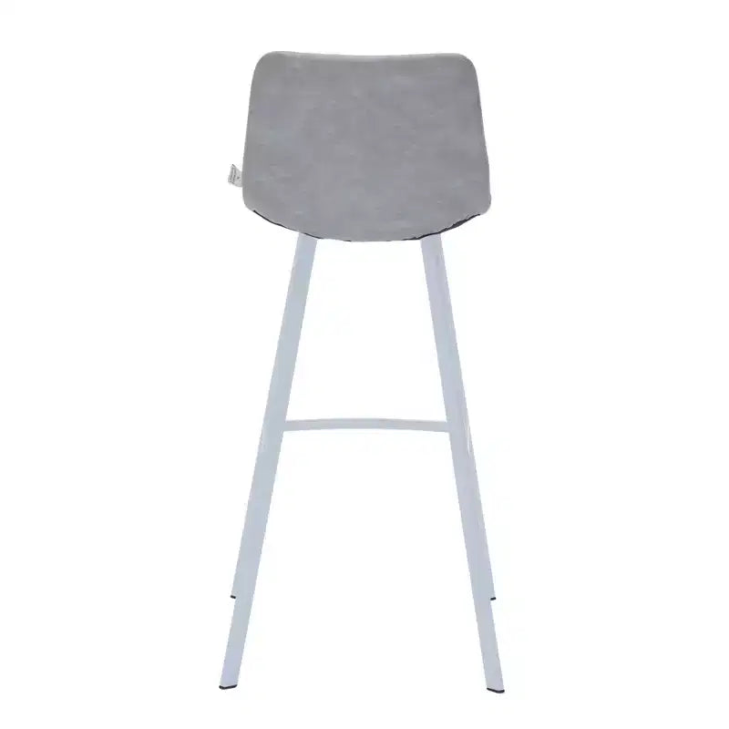 LeisureMod Elland 41 Sgabello da Bar Imbottito in Pelle con Gambe in Ferro - Sgabello Moderno Bianco Base e Poggiapiedi Altezza Bancone per Cucina e Bar, Set di 2