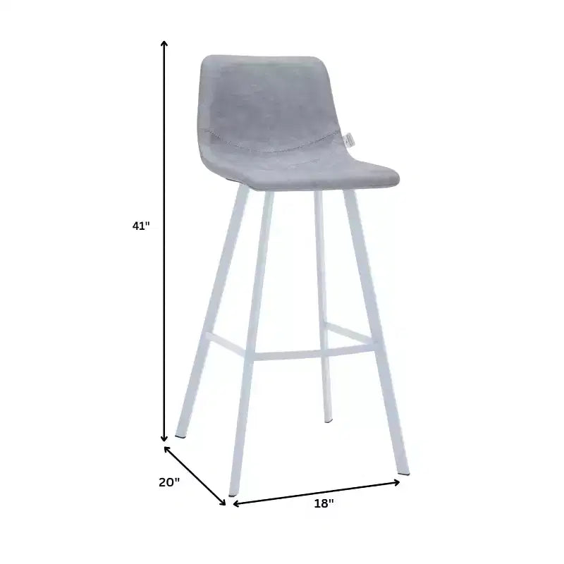LeisureMod Elland 41 Sgabello da Bar Imbottito in Pelle con Gambe in Ferro - Sgabello Moderno Bianco Base e Poggiapiedi Altezza Bancone per Cucina e Bar, Set di 2