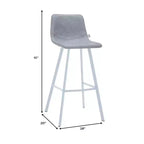 LeisureMod Elland 41 Sgabello da Bar Imbottito in Pelle con Gambe in Ferro - Sgabello Moderno Bianco Base e Poggiapiedi Altezza Bancone per Cucina e Bar, Set di 2