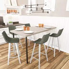 LeisureMod Elland 41 Sgabello da Bar Imbottito in Pelle con Gambe in Ferro - Sgabello Moderno Bianco Base e Poggiapiedi Altezza Bancone per Cucina e Bar, Set di 2