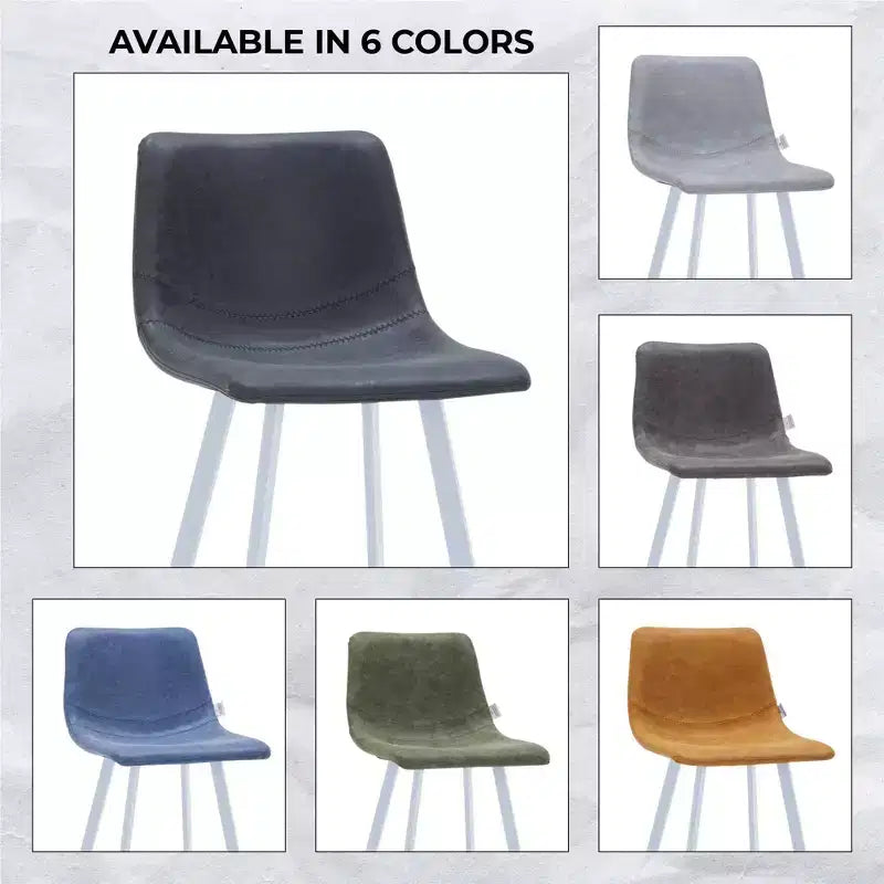LeisureMod Elland 41 Sgabello da Bar Imbottito in Pelle con Gambe in Ferro - Sgabello Moderno Bianco Base e Poggiapiedi Altezza Bancone per Cucina e Bar, Set di 2