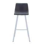 LeisureMod Elland 41 Sgabello da Bar Imbottito in Pelle con Gambe in Ferro - Sgabello Moderno Bianco Base e Poggiapiedi Altezza Bancone per Cucina e Bar, Set di 2