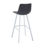 LeisureMod Elland 41 Sgabello da Bar Imbottito in Pelle con Gambe in Ferro - Sgabello Moderno Bianco Base e Poggiapiedi Altezza Bancone per Cucina e Bar, Set di 2