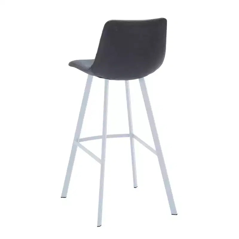 LeisureMod Elland 41 Sgabello da Bar Imbottito in Pelle con Gambe in Ferro - Sgabello Moderno Bianco Base e Poggiapiedi Altezza Bancone per Cucina e Bar, Set di 2